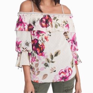 White House black market floral off shoulder blouse